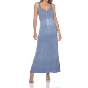 NEW ONE ESSENCE trixie triple strap maxi dress in denim tie dye